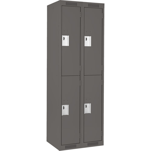 Clean Line Lockers, 2 -tier, Bank of 2, 24" x 18" x 72", Steel, Charcoal, Rivet (Assembled) Pathway Supply LP