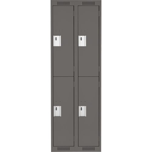 Clean Line Lockers, 2 -tier, Bank of 2, 24" x 18" x 72", Steel, Charcoal, Rivet (Assembled) Pathway Supply LP