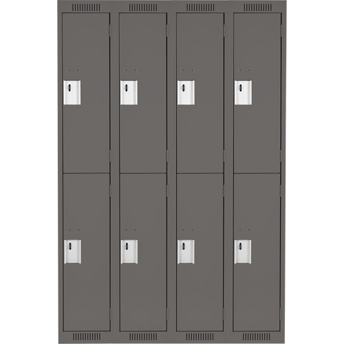 Casiers Clean Line, 2 niveaux, Bloc de 4, 48" x 18" x 72", Acier, Charbon, Rivet (assembl&eacute;) Pathway Supply LP