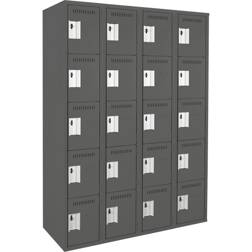 Assembled Clean Line Personal Effects Lockers, 5 -tier, Bank of 4, 12" x 72" x 48", Steel Pathway Supply LP