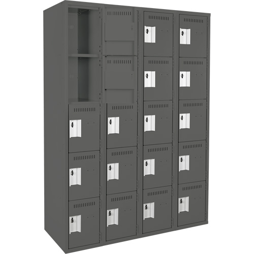 Assembled Clean Line Personal Effects Lockers, 5 -tier, Bank of 4, 12" x 72" x 48", Steel Pathway Supply LP