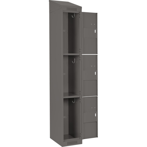 Clean Line Lockers, 3 -tier, Bank of 4, 48" x 18" x 78", Steel, Charcoal, Rivet (Assembled) Pathway Supply LP