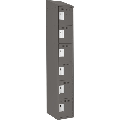 Clean Line Lockerette, 6 -tier, 12" x 18" x 78", Steel, Charcoal, Rivet (Assembled) Pathway Supply LP