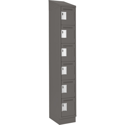 Clean Line Lockerette, 6 -tier, 12" x 18" x 82", Steel, Charcoal, Rivet (Assembled) Pathway Supply LP