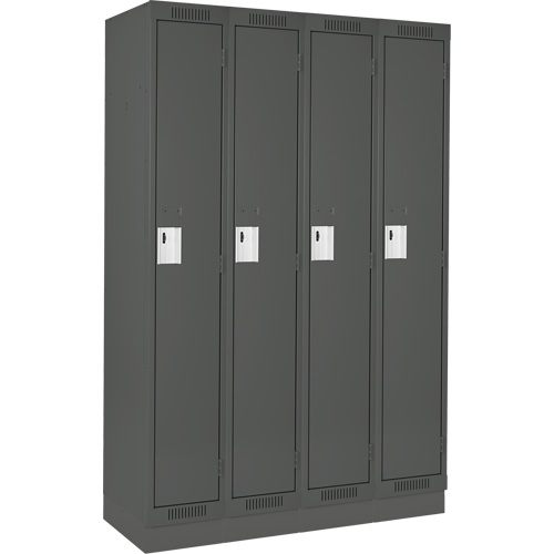 Clean Line Lockers, Bank of 4, 48" x 18" x 76", Steel, Charcoal, Rivet (Assembled) Pathway Supply LP