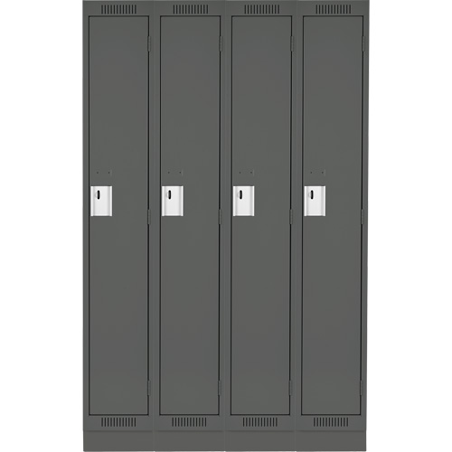Clean Line Lockers, Bank of 4, 48" x 18" x 76", Steel, Charcoal, Rivet (Assembled) Pathway Supply LP