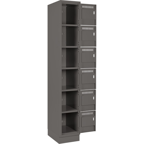 Clean Line Lockerette, 6 -tier, Bank of 4, 48" x 18" x 76", Steel, Charcoal, Rivet (Assembled) Pathway Supply LP