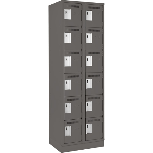 Clean Line Lockerette, 6 -tier, Bank of 2, 24" x 18" x 76", Steel, Charcoal, Rivet (Assembled) Pathway Supply LP