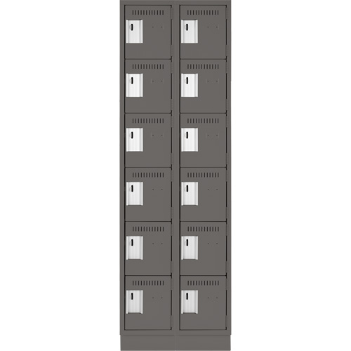Clean Line Lockerette, 6 -tier, Bank of 2, 24" x 18" x 76", Steel, Charcoal, Rivet (Assembled) Pathway Supply LP