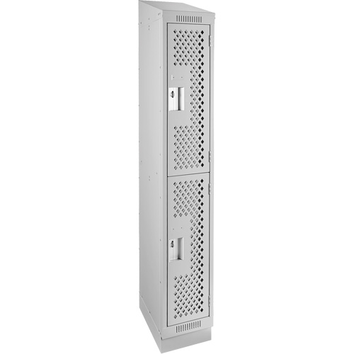 Casiers Clean Line, 2 niveaux, 12" x 12" x 82", Acier, Gris, Rivet (assembl&eacute;), Perfor&eacute; Pathway Supply LP