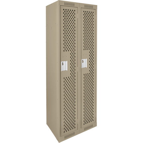 Clean Line Lockers, Bank of 2, 24" x 15" x 72", Steel, Beige, Rivet (Assembled), Perforated Pathway Supply LP