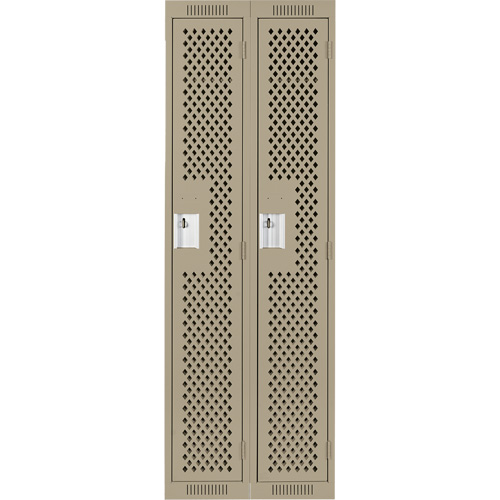 Clean Line Lockers, Bank of 2, 24" x 15" x 72", Steel, Beige, Rivet (Assembled), Perforated Pathway Supply LP