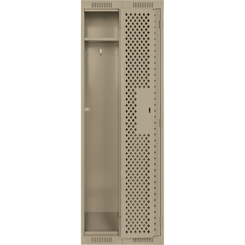 Clean Line Lockers, Bank of 2, 24" x 15" x 72", Steel, Beige, Rivet (Assembled), Perforated Pathway Supply LP