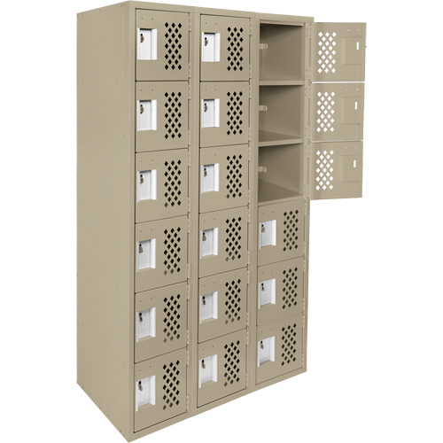 Clean-Line Perforated Lockerette, 6 -tier, Bank of 3, 12" x 72" x 12", Steel Pathway Supply LP