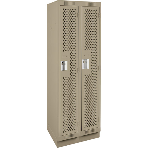 Clean Line Lockers, Bank of 2, 24" x 12" x 76", Steel, Beige, Rivet (Assembled), Perforated Pathway Supply LP