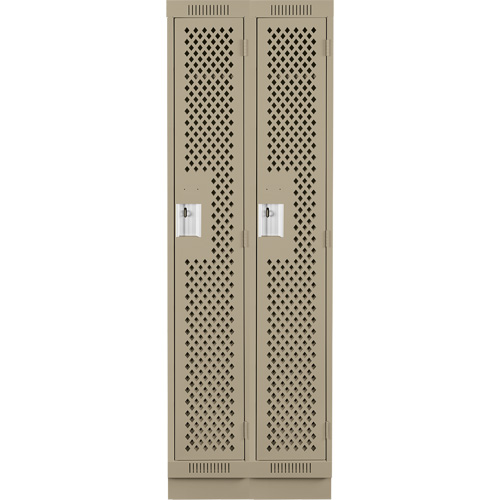 Clean Line Lockers, Bank of 2, 24" x 12" x 76", Steel, Beige, Rivet (Assembled), Perforated Pathway Supply LP