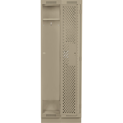 Clean Line Lockers, Bank of 2, 24" x 12" x 76", Steel, Beige, Rivet (Assembled), Perforated Pathway Supply LP