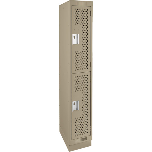 Casiers Clean Line, 2 niveaux, 12" x 12" x 76", Acier, Beige, Rivet (assembl&eacute;), Perfor&eacute; Pathway Supply LP