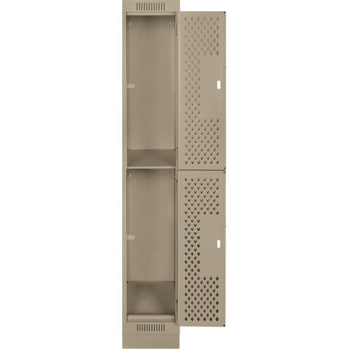 Casiers Clean Line, 2 niveaux, 12" x 12" x 76", Acier, Beige, Rivet (assembl&eacute;), Perfor&eacute; Pathway Supply LP