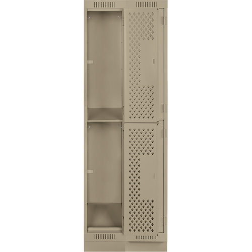 Clean Line Lockers, 2 -tier, Bank of 2, 24" x 12" x 76", Steel, Beige, Rivet (Assembled), Perforated Pathway Supply LP