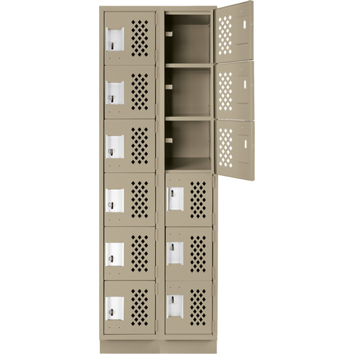 Clean-Line Perforated Lockerette, 6 -tier, Bank of 2, 12" x 72" x 12", Steel Pathway Supply LP