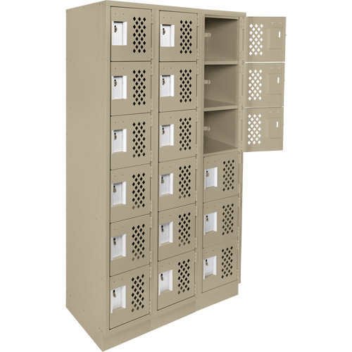 Assembled Lockerettes Clean Line Perforated Economy Lockers, 6 -tier, Bank of 3, 18" x 72" x 12", Steel Pathway Supply LP