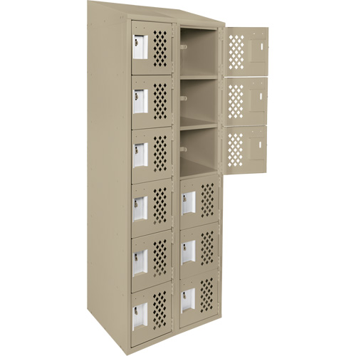 Assembled Lockerettes Clean Line Perforated Economy Lockers, 6 -tier, Bank of 2, 18" x 72" x 12", Steel Pathway Supply LP