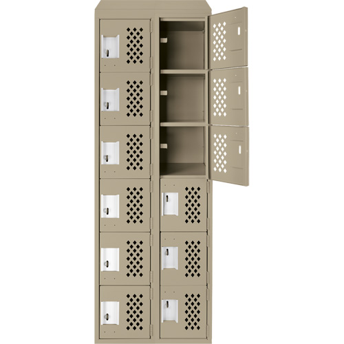 Assembled Lockerettes Clean Line Perforated Economy Lockers, 6 -tier, Bank of 2, 18" x 72" x 12", Steel Pathway Supply LP