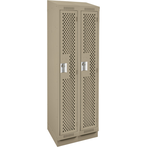Clean Line Lockers, Bank of 2, 24" x 15" x 82", Steel, Beige, Rivet (Assembled), Perforated Pathway Supply LP
