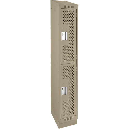Casiers Clean Line, 2 niveaux, 12" x 12" x 82", Acier, Beige, Rivet (assembl&eacute;), Perfor&eacute; Pathway Supply LP
