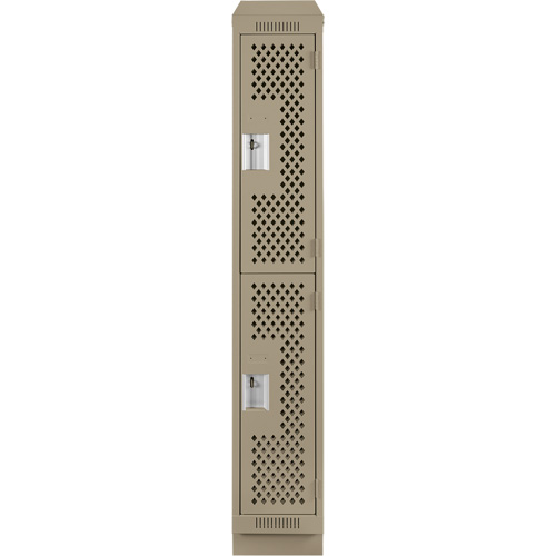 Casiers Clean Line, 2 niveaux, 12" x 12" x 82", Acier, Beige, Rivet (assembl&eacute;), Perfor&eacute; Pathway Supply LP
