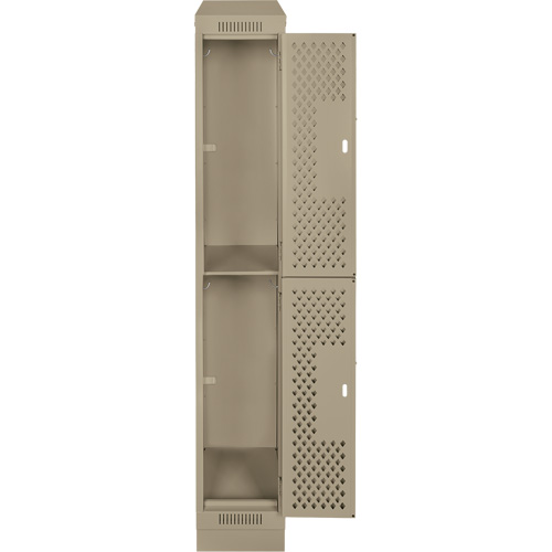 Casiers Clean Line, 2 niveaux, 12" x 12" x 82", Acier, Beige, Rivet (assembl&eacute;), Perfor&eacute; Pathway Supply LP