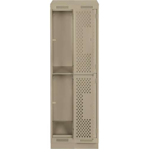 Clean Line Lockers, 2 -tier, Bank of 2, 24" x 18" x 82", Steel, Beige, Rivet (Assembled), Perforated Pathway Supply LP
