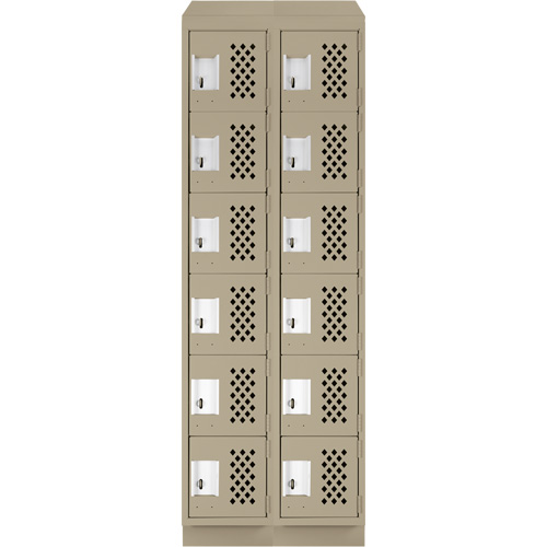 Assembled Lockerettes Clean Line Perforated Economy Lockers, 6 -tier, Bank of 2, 18" x 72" x 12", Steel Pathway Supply LP