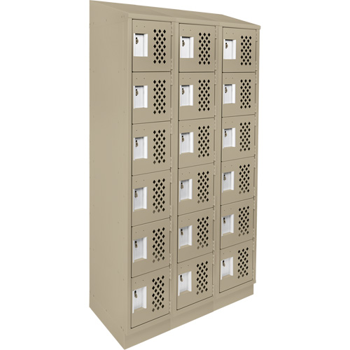 Assembled Lockerettes Clean Line Perforated Economy Lockers, 6 -tier, Bank of 3, 18" x 72" x 12", Steel Pathway Supply LP