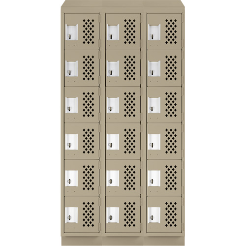 Assembled Lockerettes Clean Line Perforated Economy Lockers, 6 -tier, Bank of 3, 18" x 72" x 12", Steel Pathway Supply LP