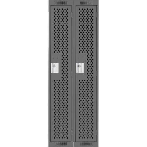 Clean Line Lockers, Bank of 2, 24" x 15" x 72", Steel, Charcoal, Rivet (Assembled), Perforated Pathway Supply LP