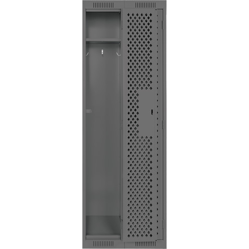 Clean Line Lockers, Bank of 2, 24" x 15" x 72", Steel, Charcoal, Rivet (Assembled), Perforated Pathway Supply LP