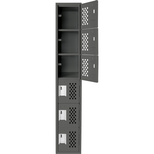 Assembled Lockerettes Clean Line Perforated Economy Lockers, 6 -tier, 18" x 72" x 12", Steel Pathway Supply LP