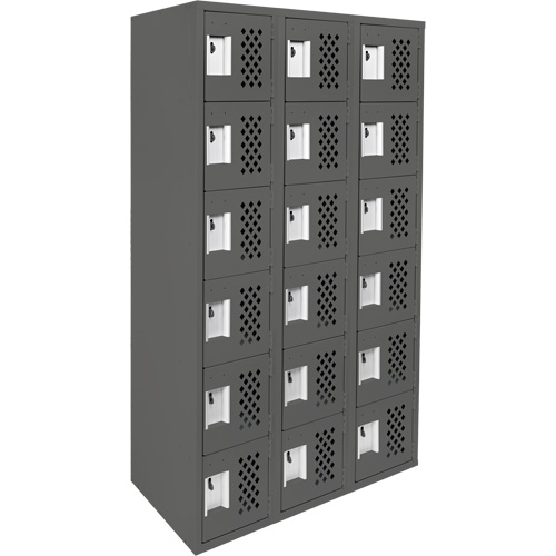Clean-Line Perforated Lockerette, 6 -tier, Bank of 3, 12" x 72" x 12", Steel Pathway Supply LP