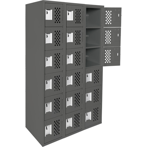 Clean-Line Perforated Lockerette, 6 -tier, Bank of 3, 12" x 72" x 12", Steel Pathway Supply LP
