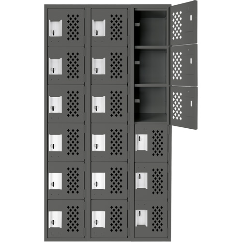 Clean-Line Perforated Lockerette, 6 -tier, Bank of 3, 12" x 72" x 12", Steel Pathway Supply LP