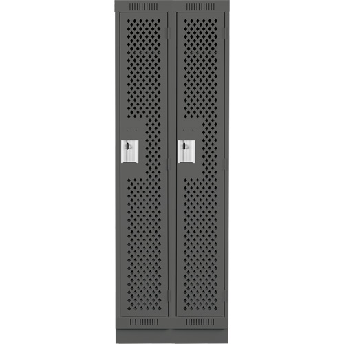Clean Line Lockers, Bank of 2, 24" x 12" x 76", Steel, Charcoal, Rivet (Assembled), Perforated Pathway Supply LP
