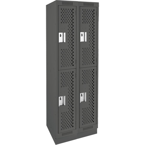 Casiers Clean Line, 2 niveaux, Bloc de 2, 24" x 12" x 76", Acier, Charbon, Rivet (assembl&eacute;), Perfor&eacute; Pathway Supply LP