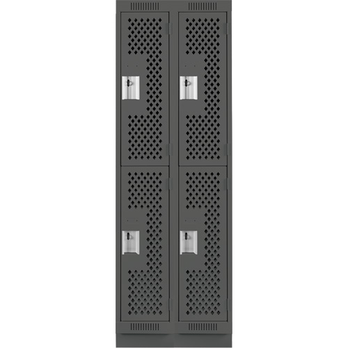 Casiers Clean Line, 2 niveaux, Bloc de 2, 24" x 12" x 76", Acier, Charbon, Rivet (assembl&eacute;), Perfor&eacute; Pathway Supply LP