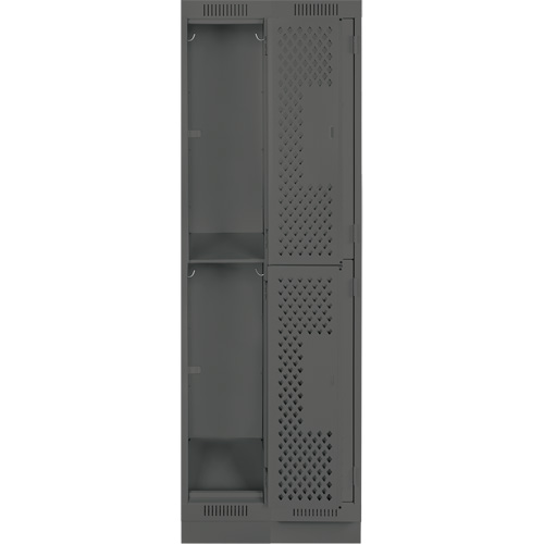 Casiers Clean Line, 2 niveaux, Bloc de 2, 24" x 12" x 76", Acier, Charbon, Rivet (assembl&eacute;), Perfor&eacute; Pathway Supply LP