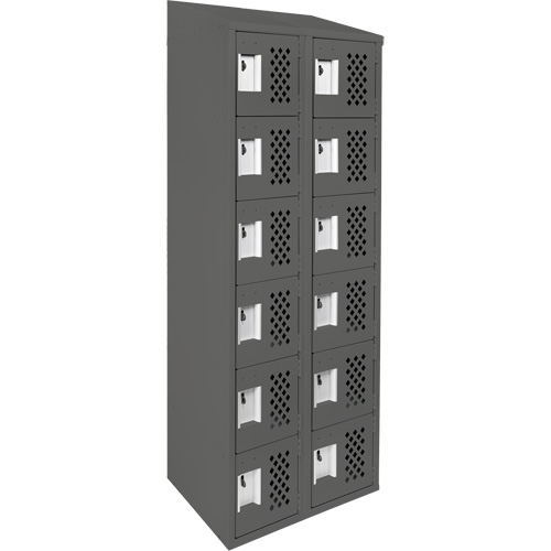 Assembled Lockerettes Clean Line Perforated Economy Lockers, 6 -tier, Bank of 2, 18" x 72" x 12", Steel Pathway Supply LP