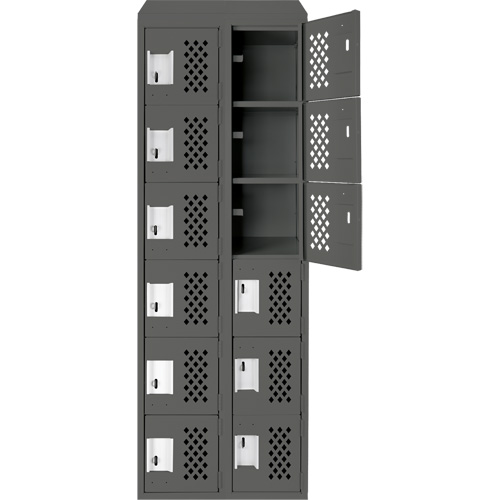 Assembled Lockerettes Clean Line Perforated Economy Lockers, 6 -tier, Bank of 2, 18" x 72" x 12", Steel Pathway Supply LP