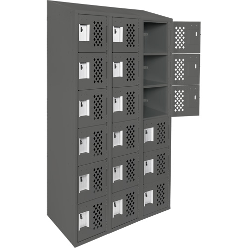 Assembled Lockerettes Clean Line Perforated Economy Lockers, 6 -tier, Bank of 3, 18" x 72" x 12", Steel Pathway Supply LP