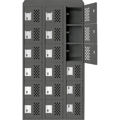 Assembled Lockerettes Clean Line Perforated Economy Lockers, 6 -tier, Bank of 3, 18" x 72" x 12", Steel Pathway Supply LP